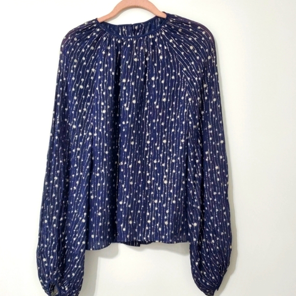 Vintage Rizkallah for Malcolm Starr Navy Gold Blouse Size 12